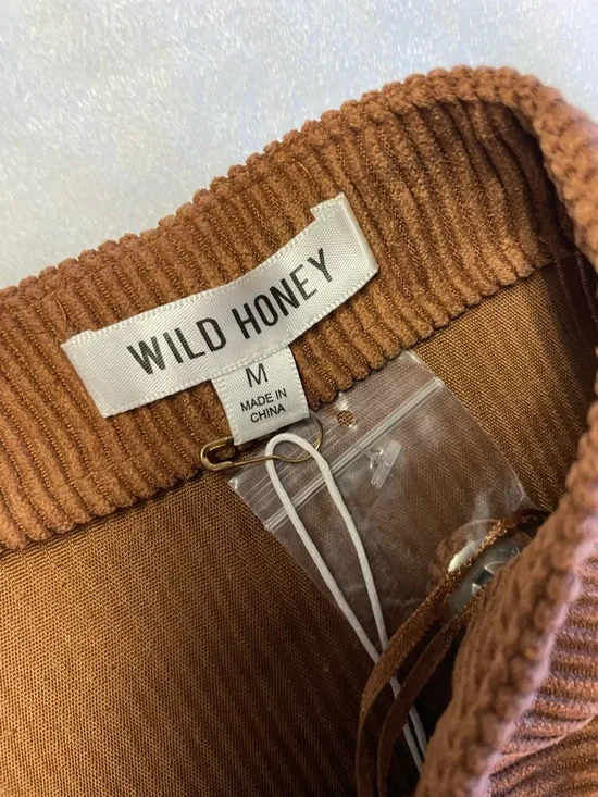 Wild Honey Tan Brown Corduroy Button-Front Mini Skirt - Picture 2 of 2